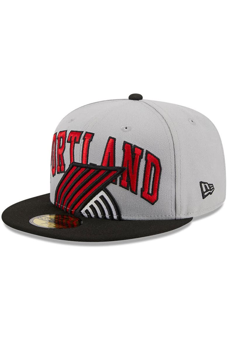 Men's New Era Gray/Black Portland Trail Blazers Tip-Off Two-Tone 59FIFTY Fitted Hat, Main, color, Gray