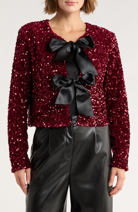 Satin Bow Sequin Jacket
