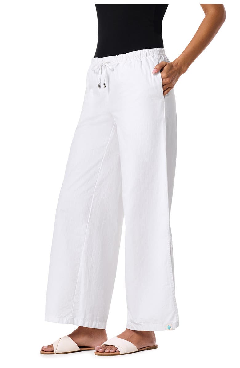 Coolibar Women's Chambray Wide Leg Pants - UPF 50+ Sun Protection - Enclave, Alternate, color, White Chambray