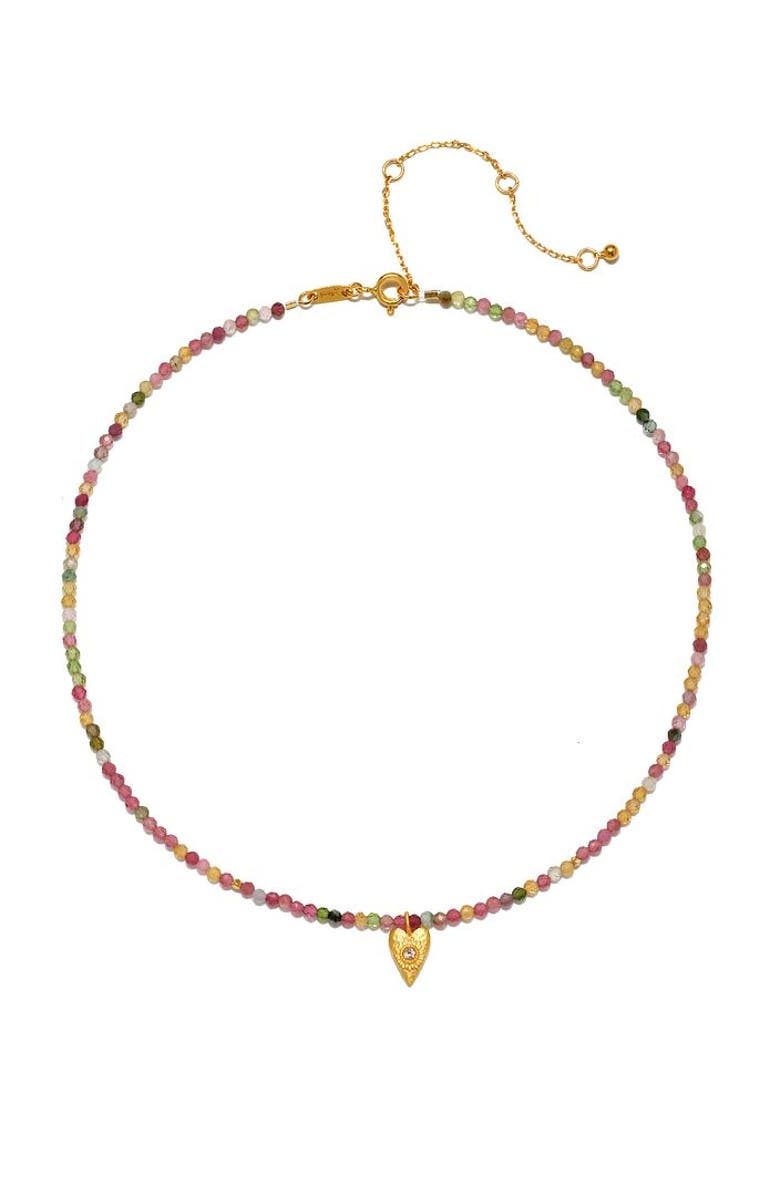 Satya Jewelry Aligned with Love Pink Tourmaline Heart Choker Necklace, Alternate, color, Pink