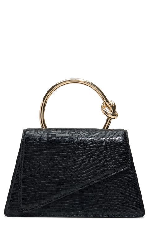 Aellaax Snakeskin Embossed Faux Leather Top Handle Bag