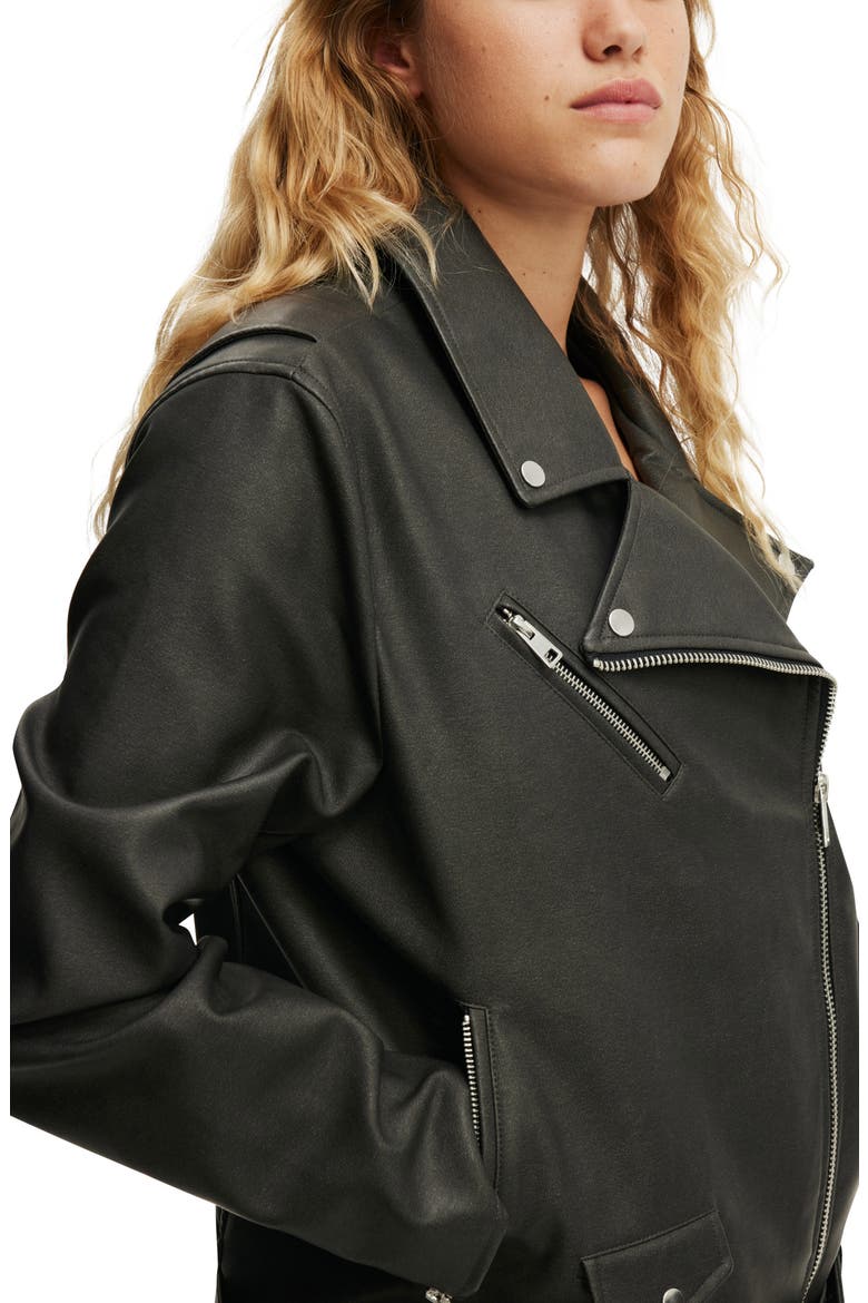 Roman Faux Leather Moto Jacket, Alternate, color, WASHED BLACK