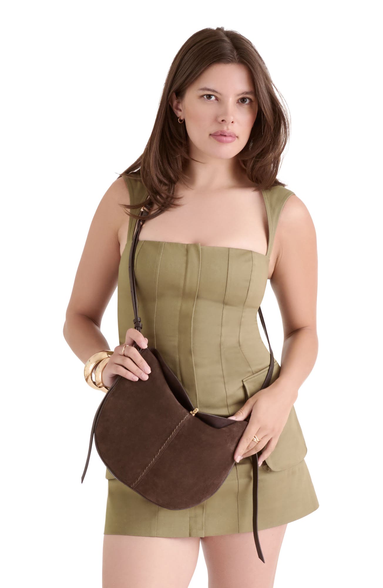 Bennett Faux Leather & Suede Crossbody Bag, Alternate, color, ESPRESSO