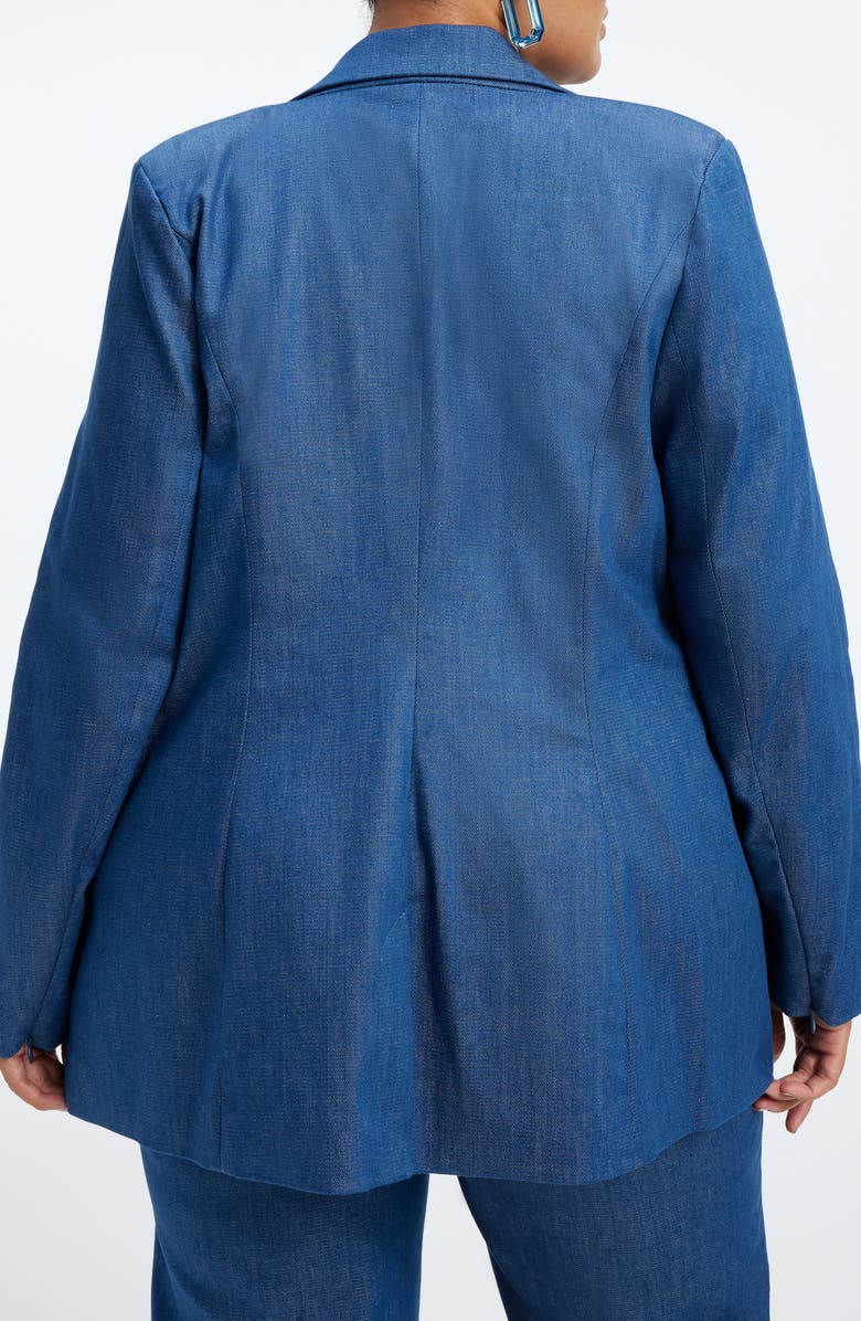 Good American Notch Lapel Chambray Blazer, Alternate, color,