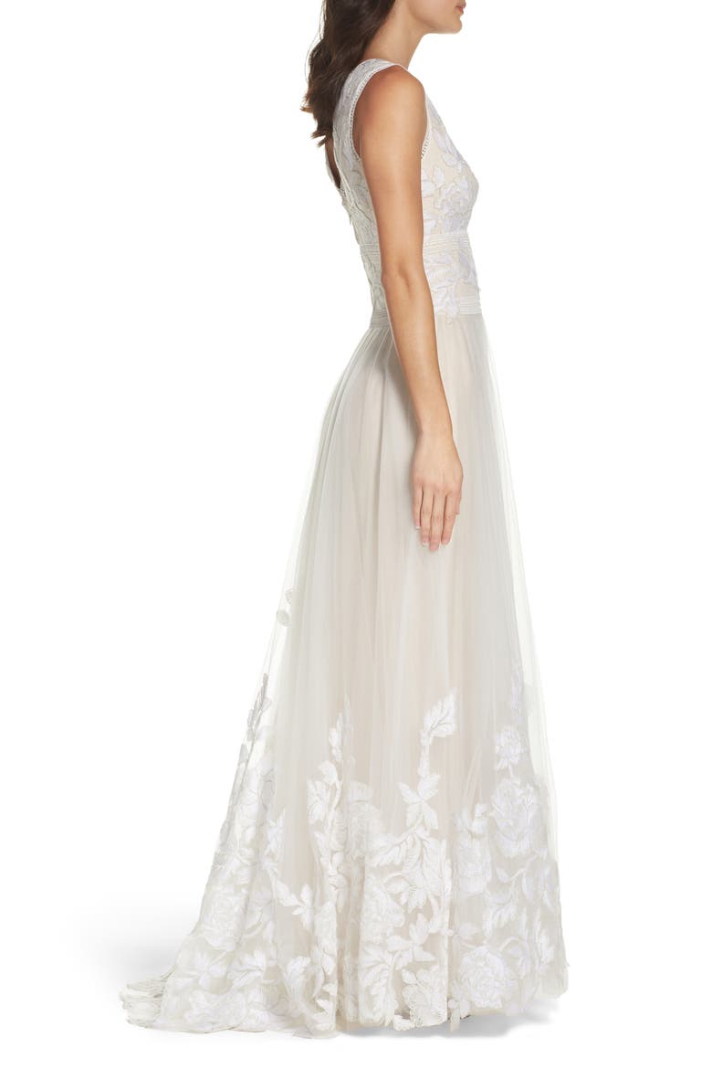 Tulle Lace A-Line Gown, Alternate, color, IVORY/ PETAL