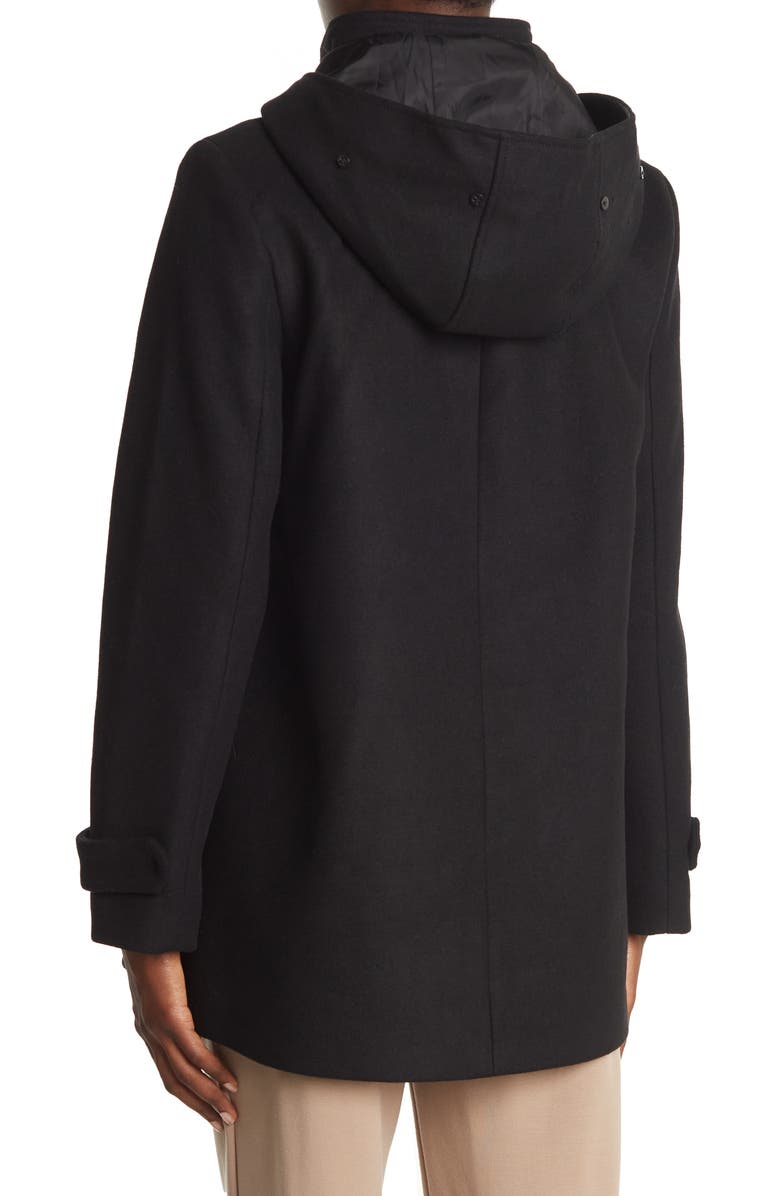 Nine West Faux Fur Trim Hooded Toggle Coat, Alternate, color,