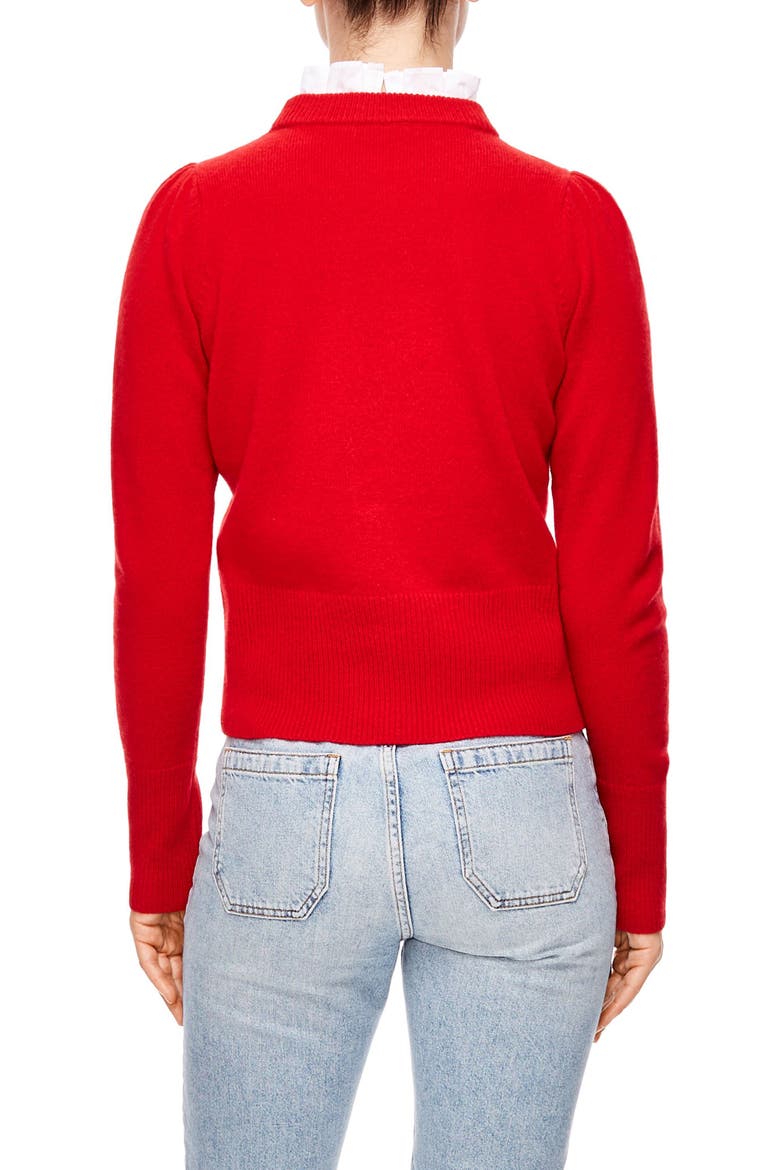 Tie Ruffle Neck Sweater, Alternate, color, RED