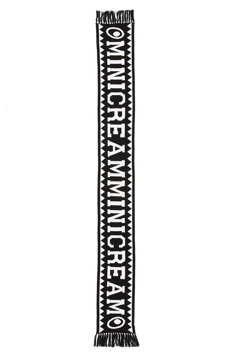 Mini Cream Reversible Fringed Logo Scarf, Alternate, color, 