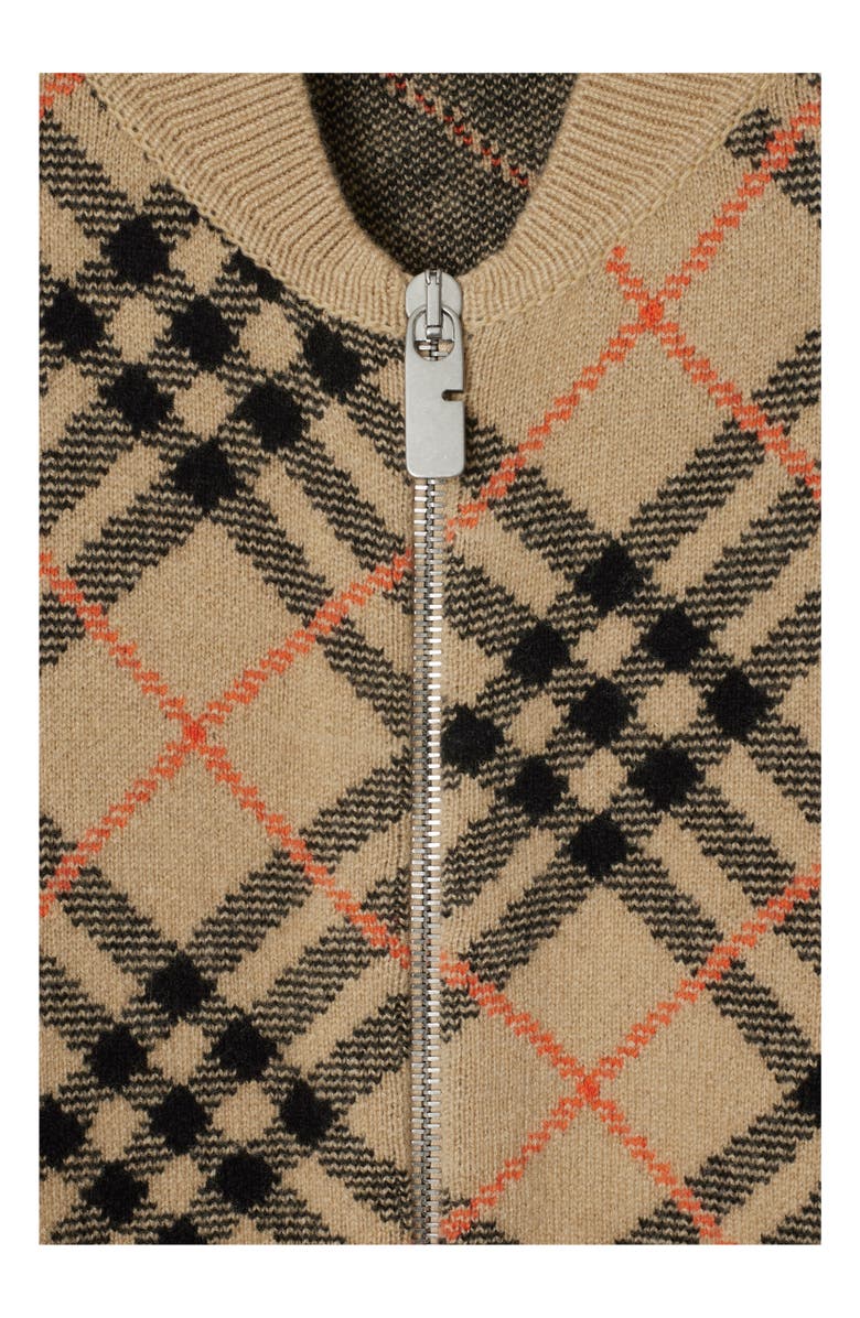 Burberry Check Cashmere Bomber Jacket, Alternate, color,