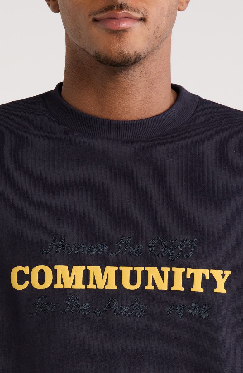 HONOR THE GIFT Track Crew Cotton Graphic Sweatshirt, Alternate, color, Navy