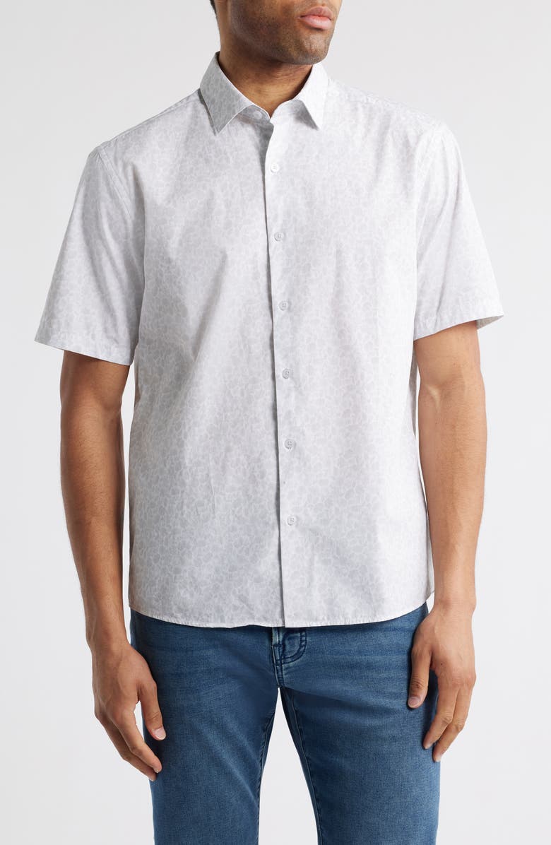 Robert Barakett Briarwood Short Sleeve Button-Up Shirt, Main, color, Light Grey