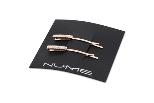 Nume Double Row Sparkle Hair Pin Set In Rose Gold