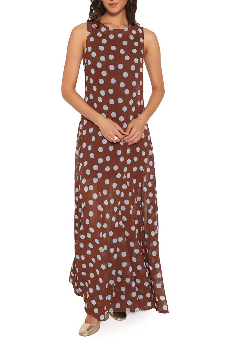 Keani Maxi Dress, Main, color, BROWN POLKA DOT