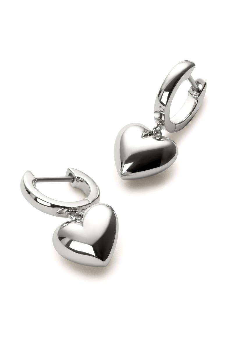 Puffed Heart Hoops - Jessica, Alternate, color, Silver