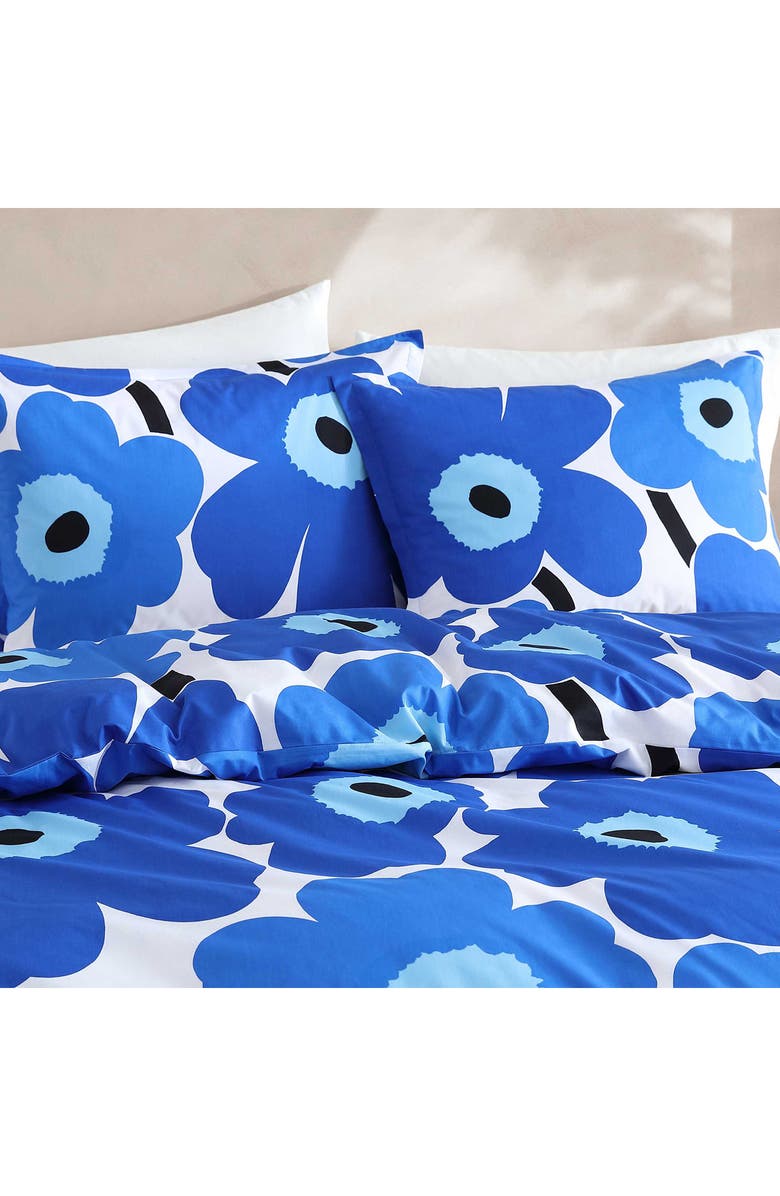 Marimekko Unikko Organic Cotton Percale Comforter & Sham Set, Alternate, color, Open Bright Blue