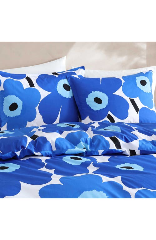 Marimekko Unikko 3 Piece Cotton Percale Comforter Set, King In Blue