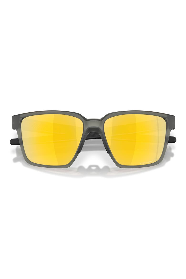 57mm Polarized Rectangular Sunglasses, Alternate, color, MATTE OLIVE INK / 24K POLAR