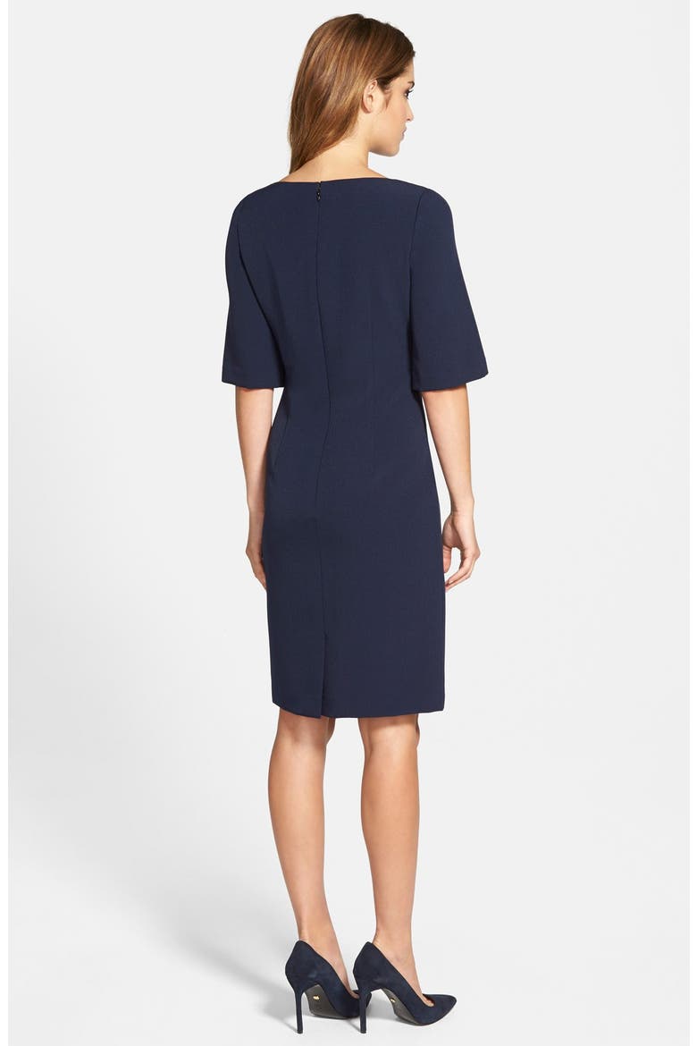 Stretch Crepe Sheath Dress, Alternate, color, NAVY