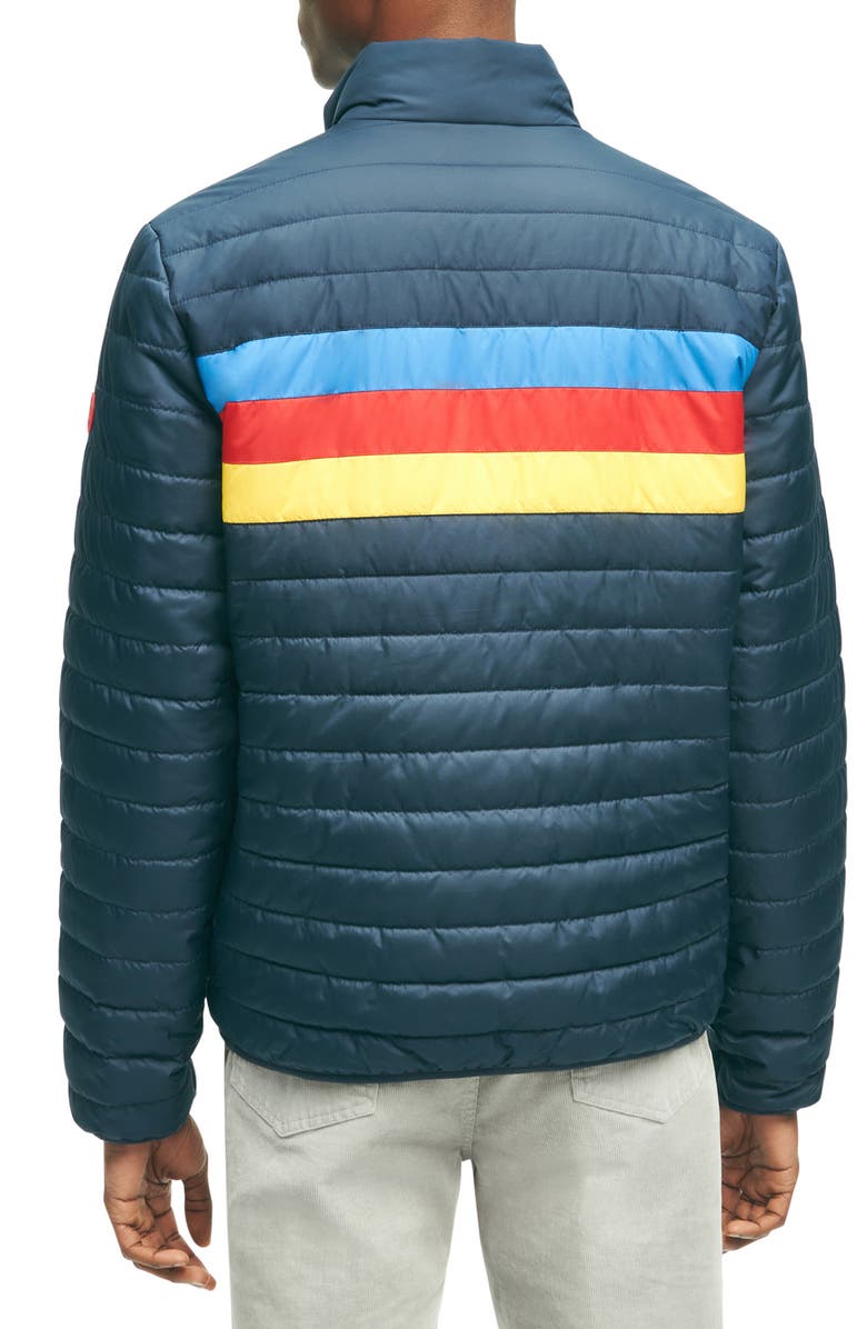 Brooks Brothers Race Stripe Zip-Up Puffer Jacket, Alternate, color, 