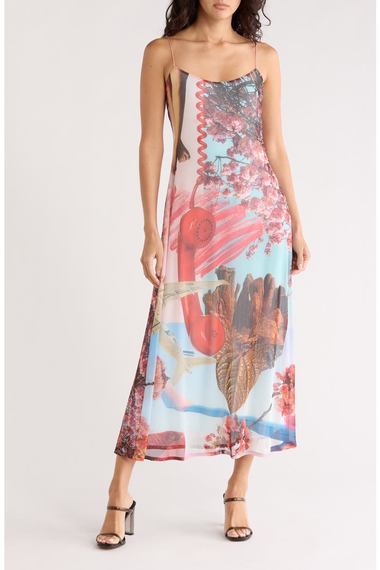 Print Knit Slip Dress, Main, color, LIGHT BLUE