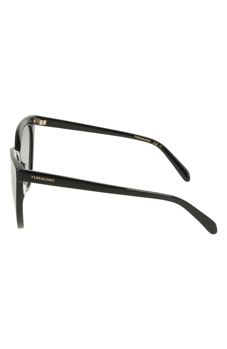 FERRAGAMO 56mm Gradient Cat Eye Sunglasses, Alternate, color, Black