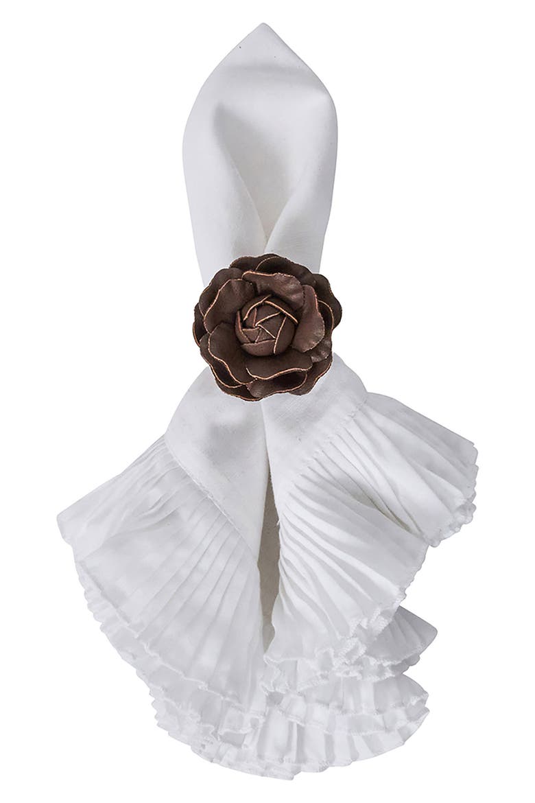 Camellia Set of 4 Napkin Rings, Alternate, color, BROWN