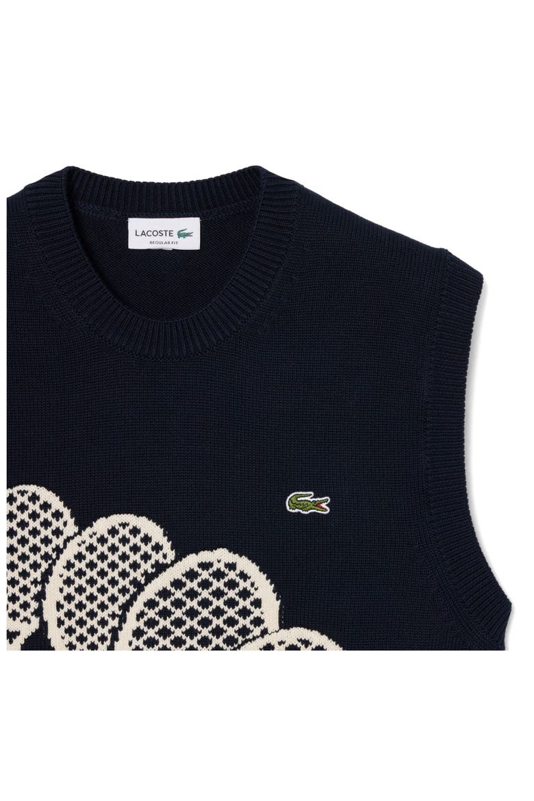 Tennis Rackets Jacquard Cotton Sweater Vest, Alternate, color, BLACKBIRD/ POWDER