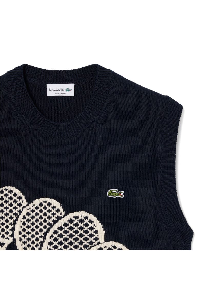 Lacoste Tennis Rackets Jacquard Cotton Sweater Vest, Alternate, color, Blackbird/ Powder
