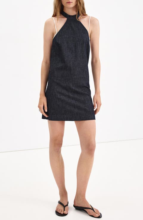 Halter Neck Denim Minidress