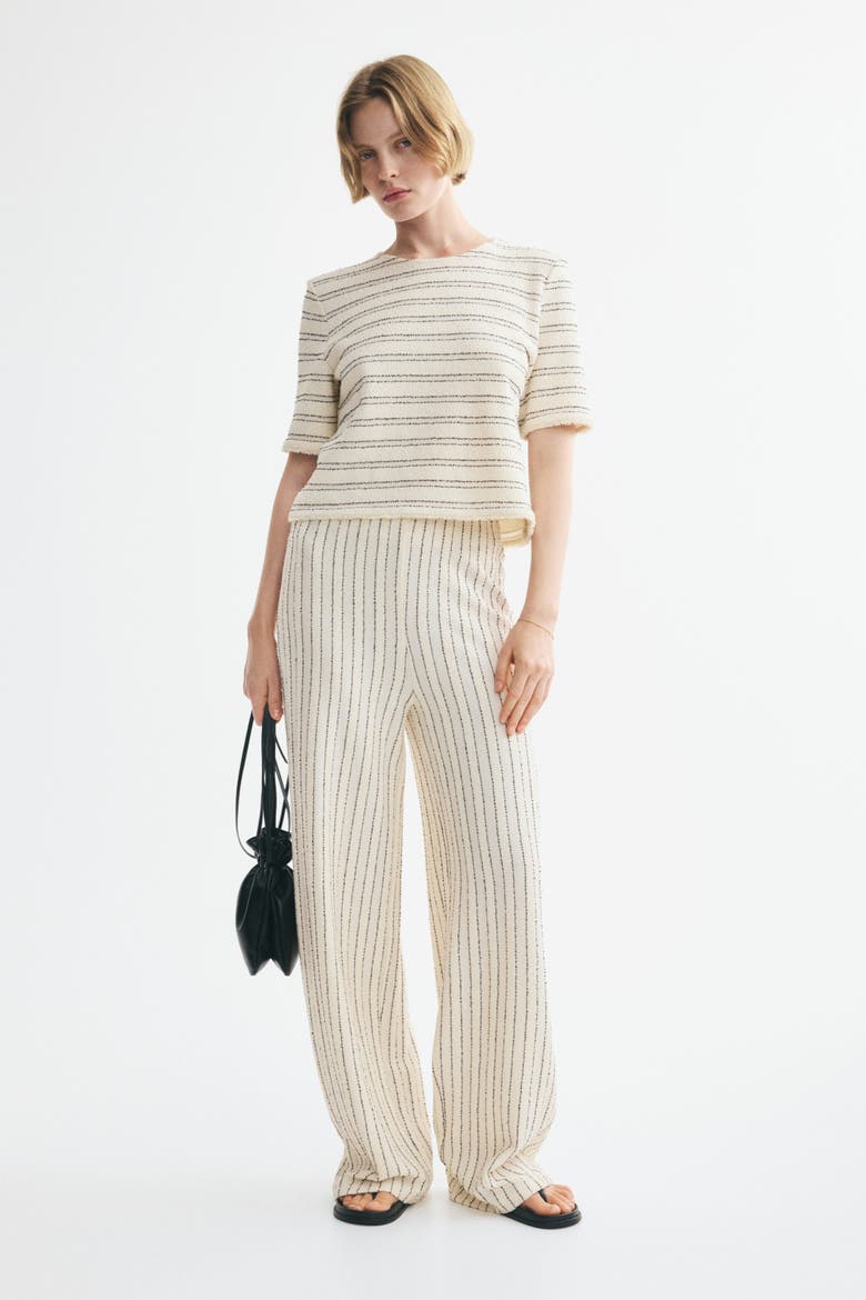 Textured Pull-On Pants, Main, color, Cream/black striped