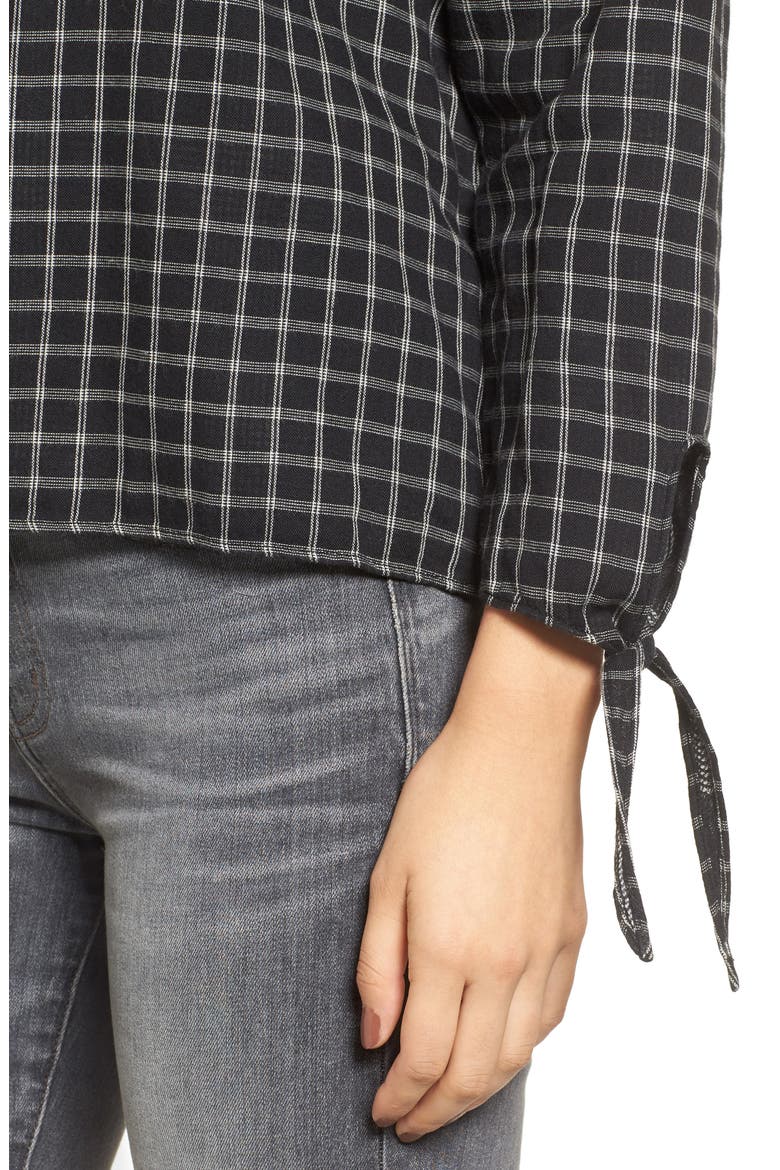Plaid Off the Shoulder Top, Alternate, color, CLASSIC BLACK