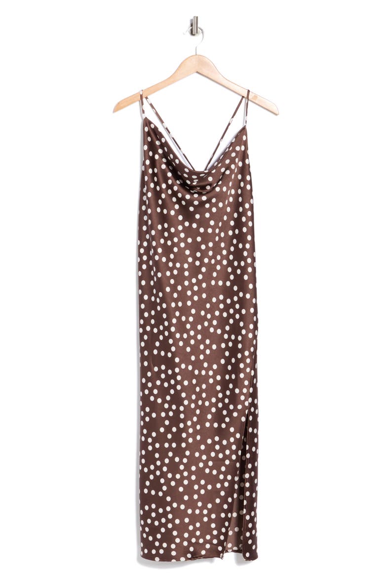 Polka Dot Satin Slipdress, Alternate, color, BROWN
