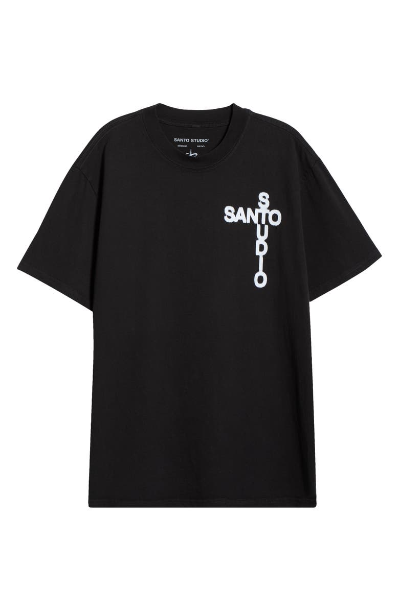 SANTO STUDIO Crossword Drappo Cotton Graphic T-Shirt, Alternate, color, Vintage Black