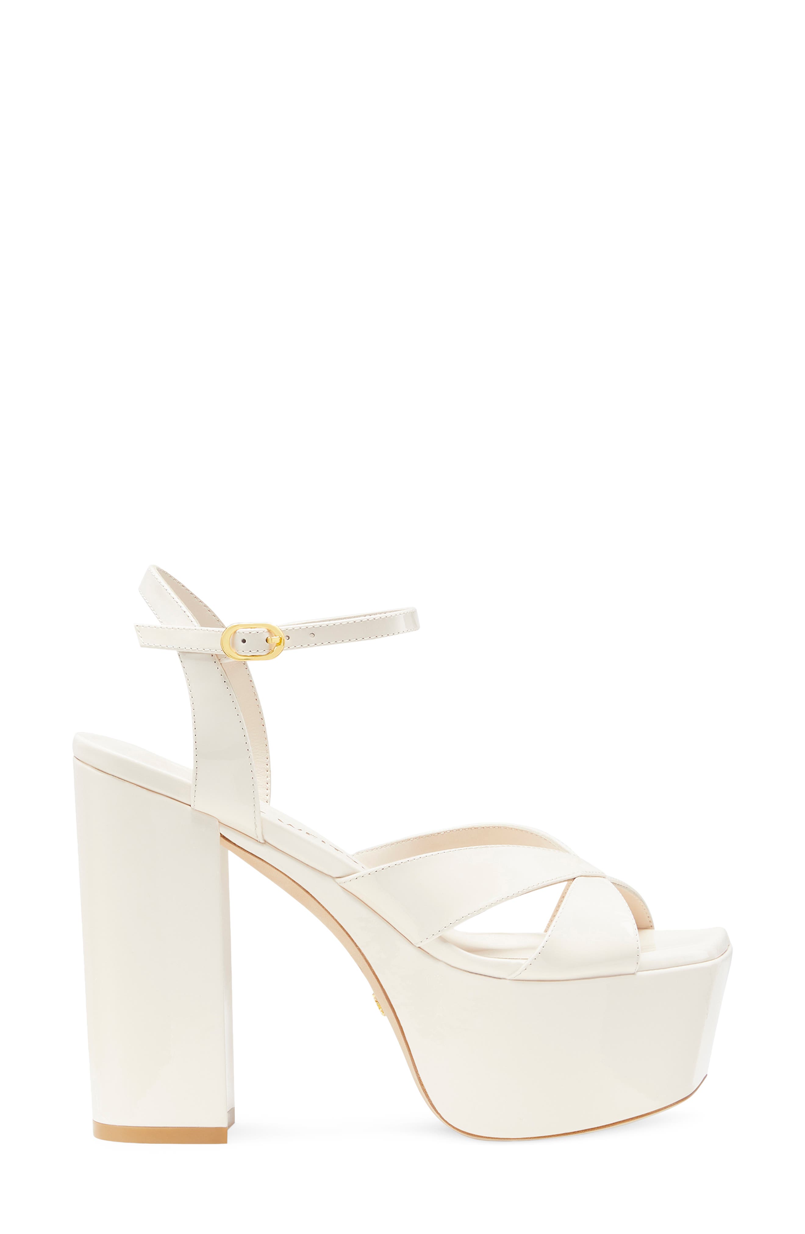 Stuart Weitzman Miami Square High 140 Platform Sandal, Alternate, color, Seashell
