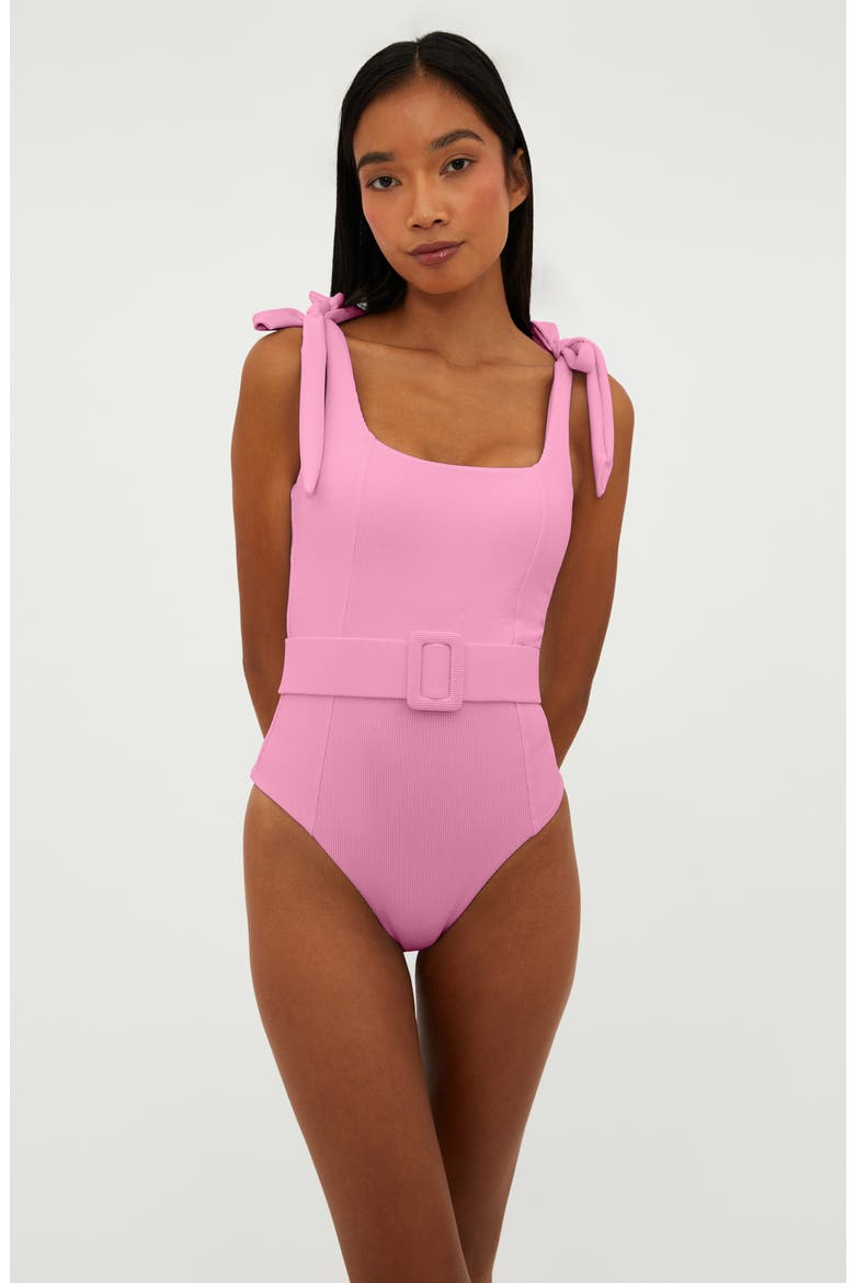 Sydney Belted One-Piece Swimsuit, Alternate, color, PRISM PINK