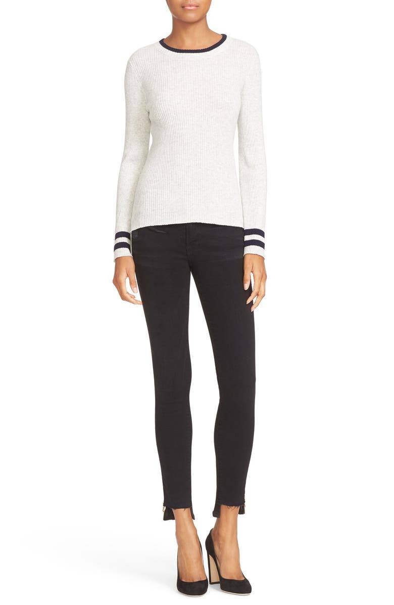 FRAME Staggered Hem Ankle Zip Skinny Jeans, Alternate, color, 