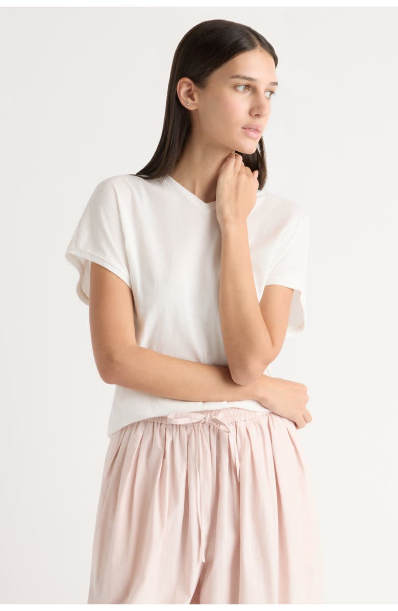 Modern Citizen Willa Organic Cotton V-Neck Tee, Main, color, White