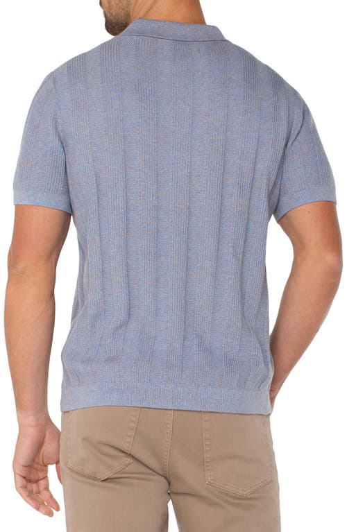 Liverpool Los Angeles Johnny Collar Short Sleeve Cotton Blend Polo Sweater In Blue