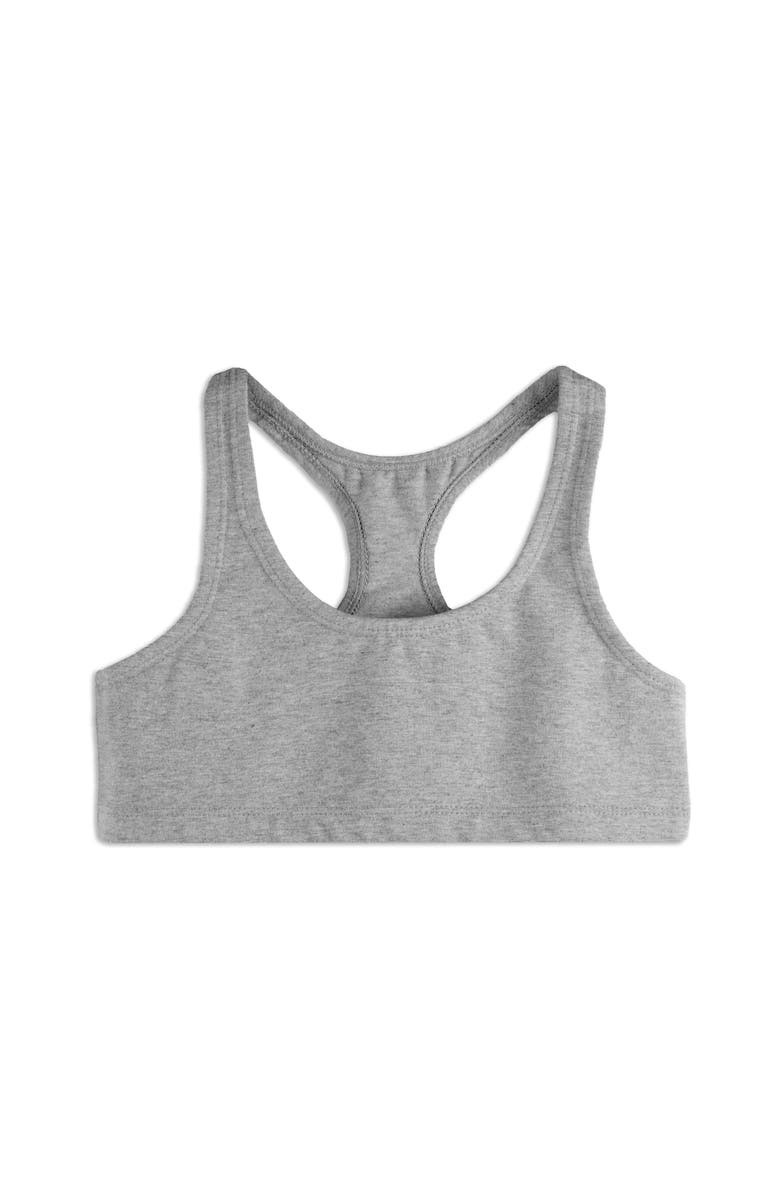 Mightly Organic Cotton Girls Sports Bras 3-pk, Alternate, color, Black, White Heather Gray