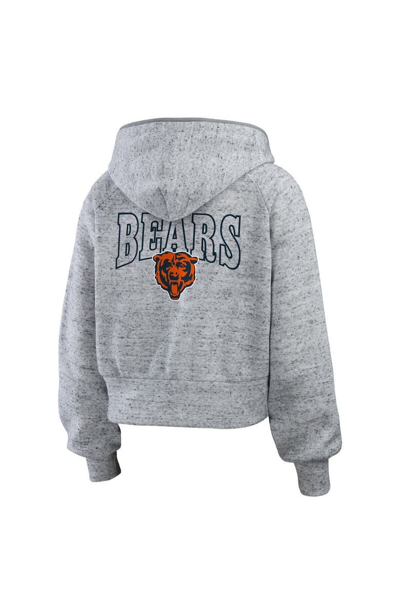 WEAR by Erin Andrews Women's WEAR by Erin Andrews  Heather Gray Chicago Bears Speckled Fleece Cropped Full-Zip Hoodie, Alternate, color, 