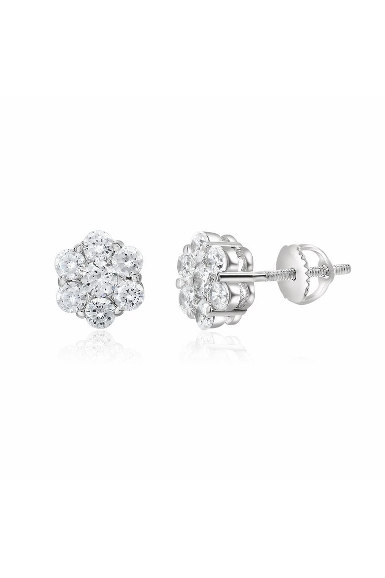 Sterling Silver Cluster Flower Earrings, Main, color, Silver