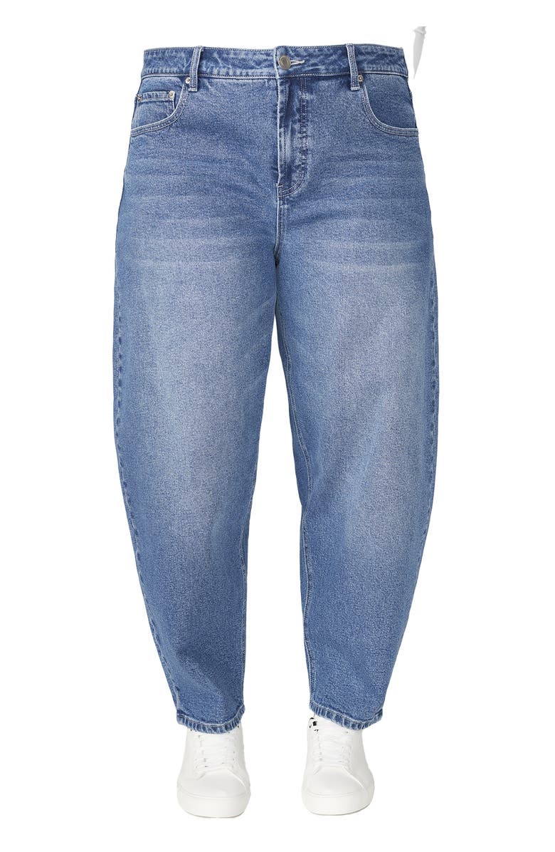 ELOQUII The Barrel Leg Jean, Main, color, Medium Wash Denim