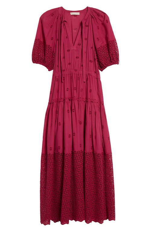 Ulla Johnson Nova Eyelet Puff Sleeve Dress In Ruby