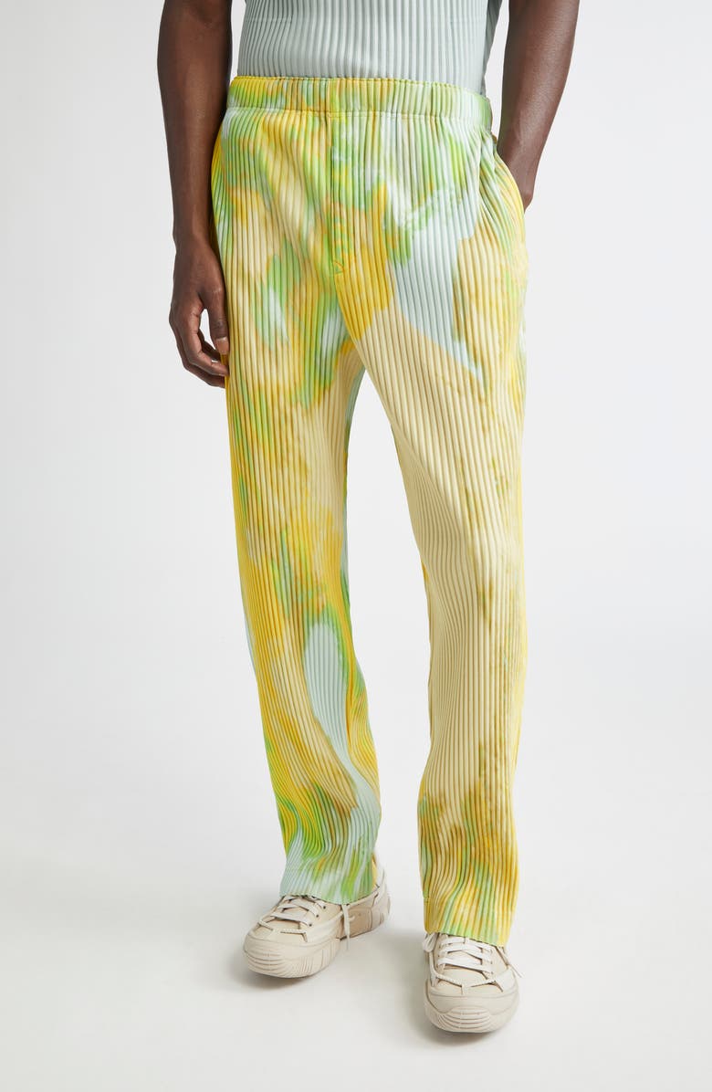 Homme Plissé Issey Miyake Agate Pleated Pants, Main, color, Yellow