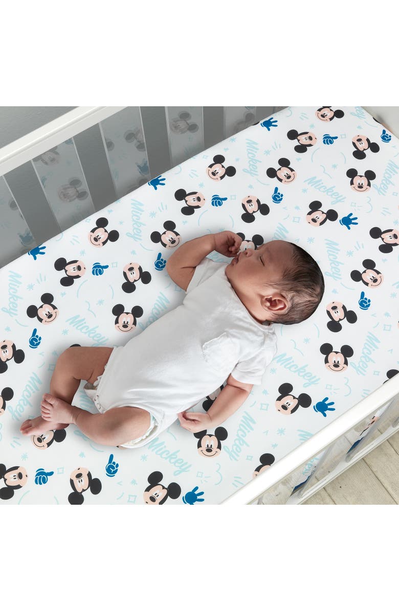 Lambs & Ivy Disney Baby Forever Mickey Mouse 3-Piece Crib Bedding Set, Alternate, color, Blue