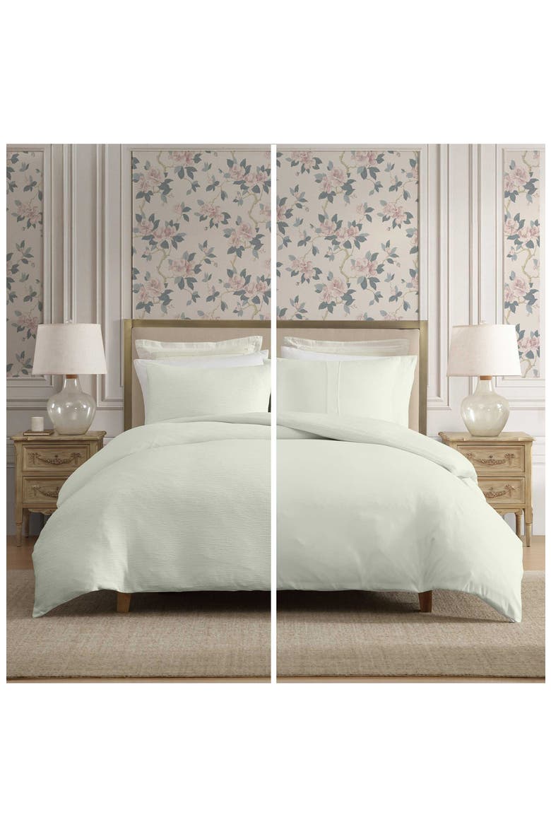 Crinkle Duvet Cover Set, Alternate, color, FAINT GREEN