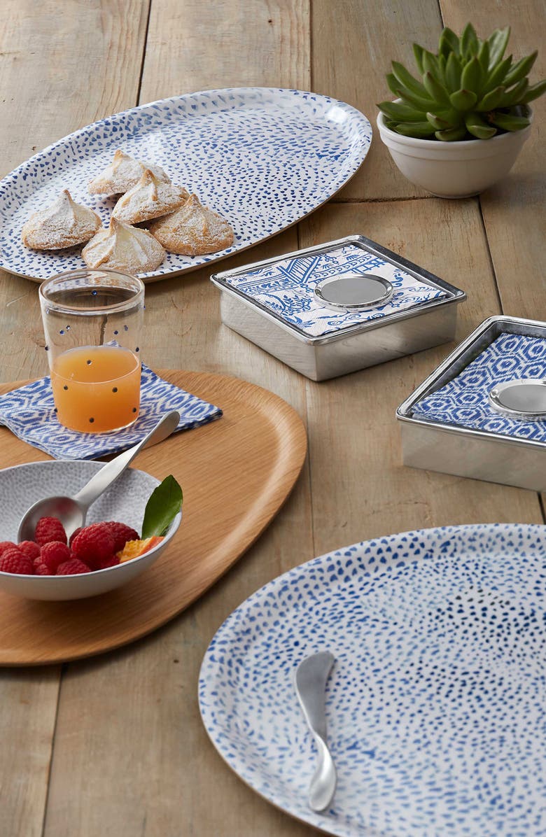 Mariposa Little Dot Blue Rectangular Tray, Alternate, color, 