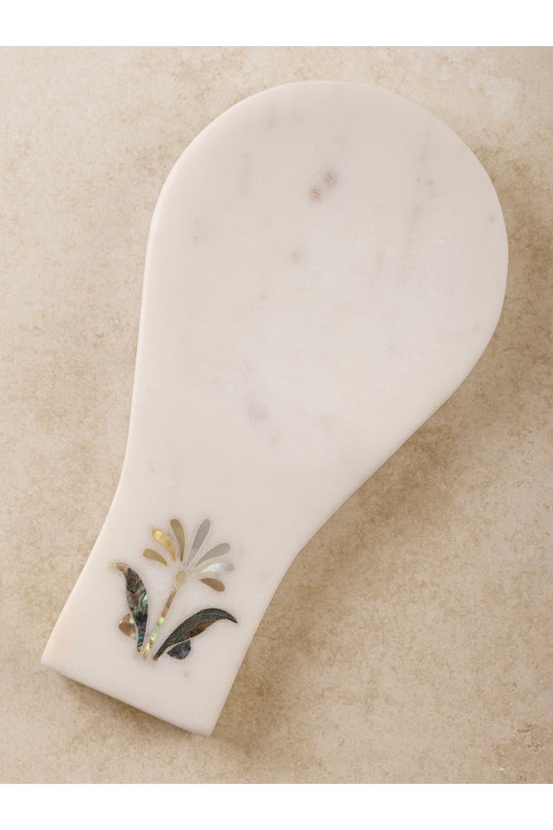 Jaipore Marble Spoon Rest - Small, Main, color, Ivory White