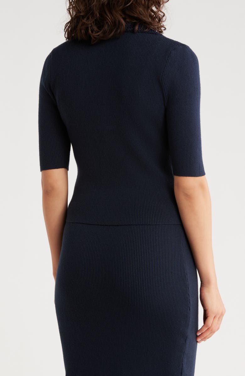 French Connection Fitted Cropped Polo, Alternate, color, Navy