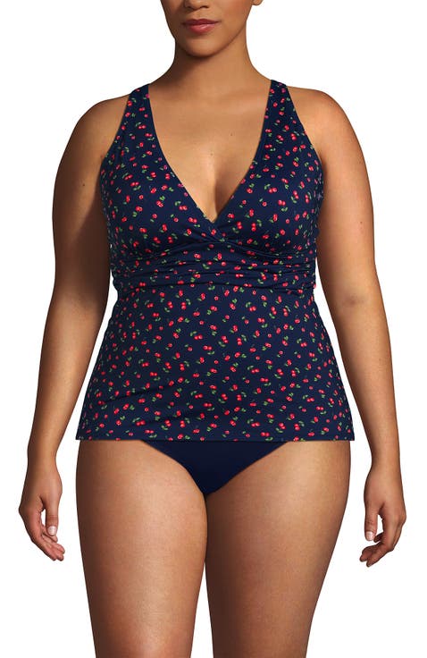 Chlorine Resistant Plunge X-Back Tankini Swimsuit Top